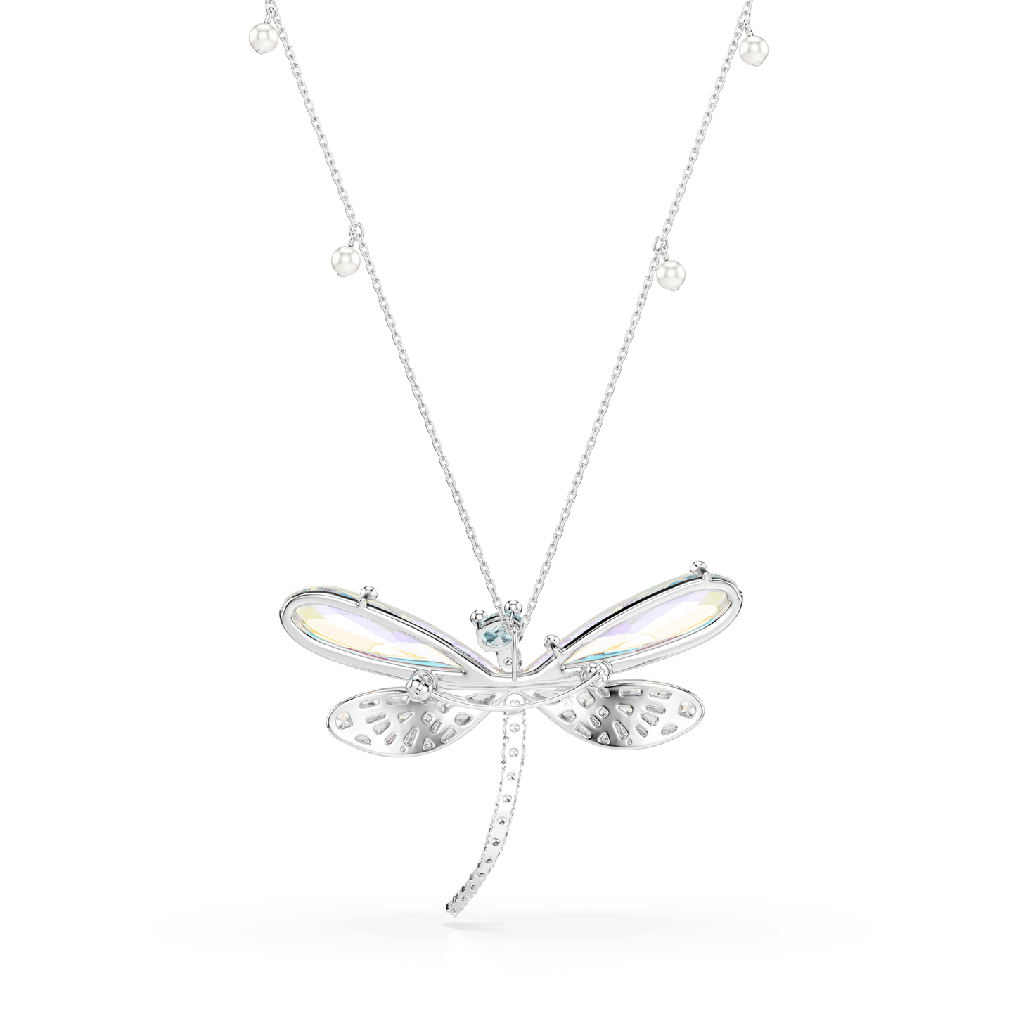 Ariana Grande x Swarovski pendant and brooch, Mixed cuts, Dragonfly, Green, Rhodium plated 5737429