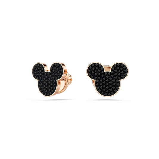 Mickey & Minnie stud earrings, Black, Rose gold-tone plated 5737560