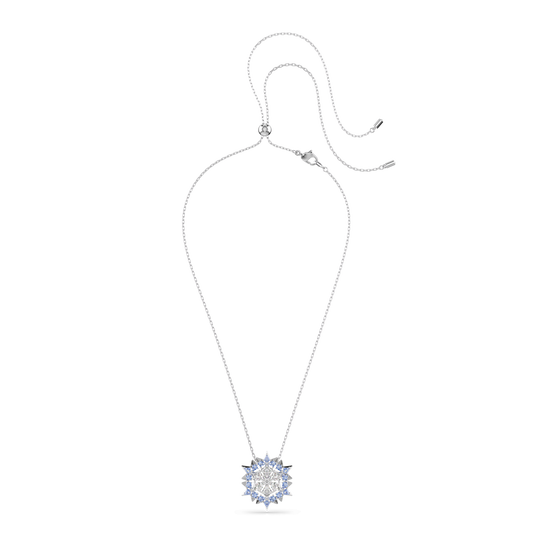 Magic pendant and brooch, Snowflake, Blue, Rhodium plated 5737619