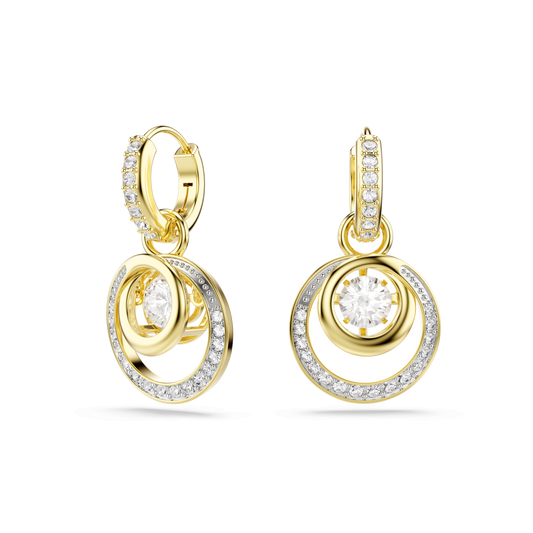 Hyperbola drop earrings, Round cut, White, Gold-tone plated 5738249