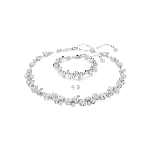 Constella set, Mixed cuts, White, Rhodium plated 5738285