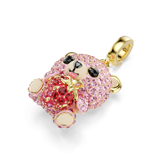 Idyllia charm, Mixed cuts, Teddy, Pink, Gold-tone plated 5738357