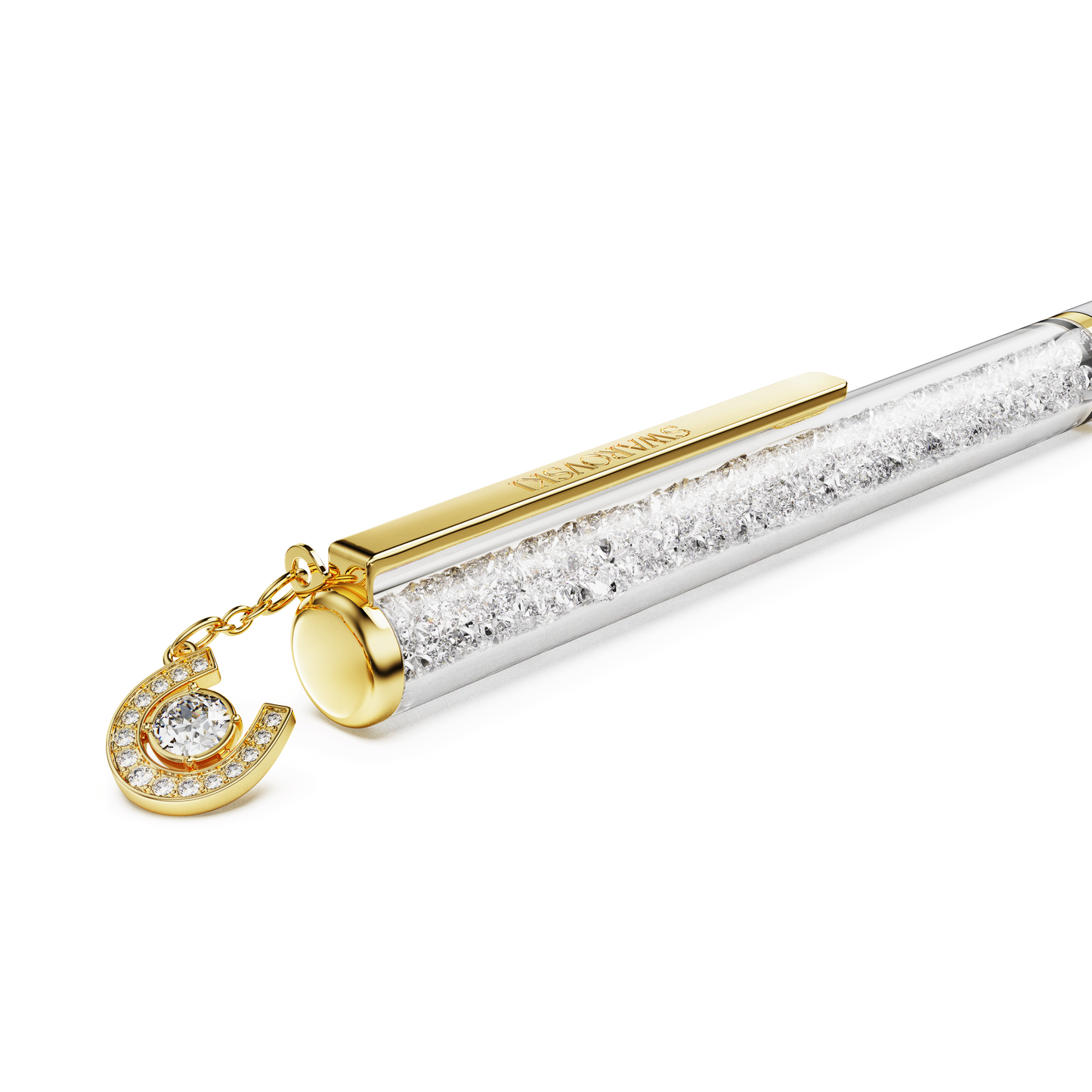 Crystalline ballpoint pen, Horse shoe, White, White lacquered, Gold-tone plated 5740699