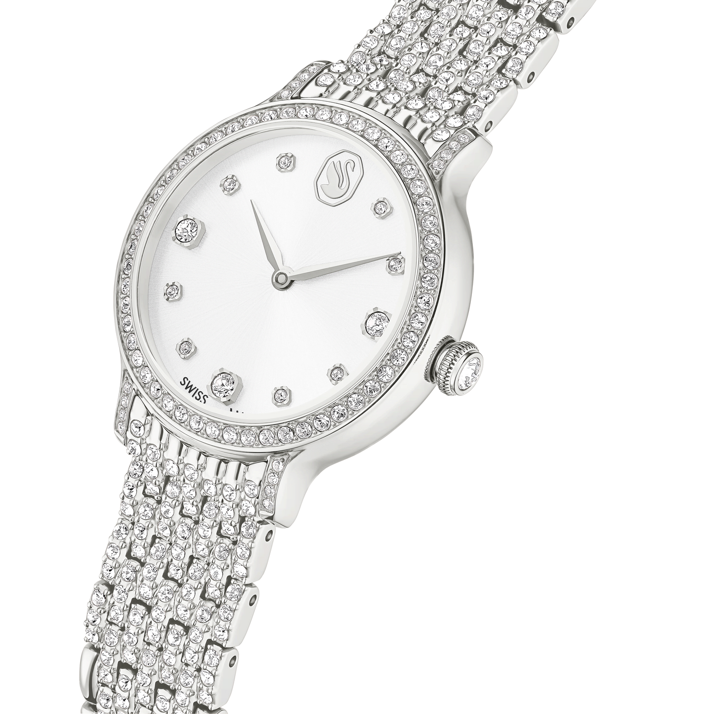 Imber oval watch, Swiss Made, Metal bracelet, Silver tone, Stainless steel 5741229