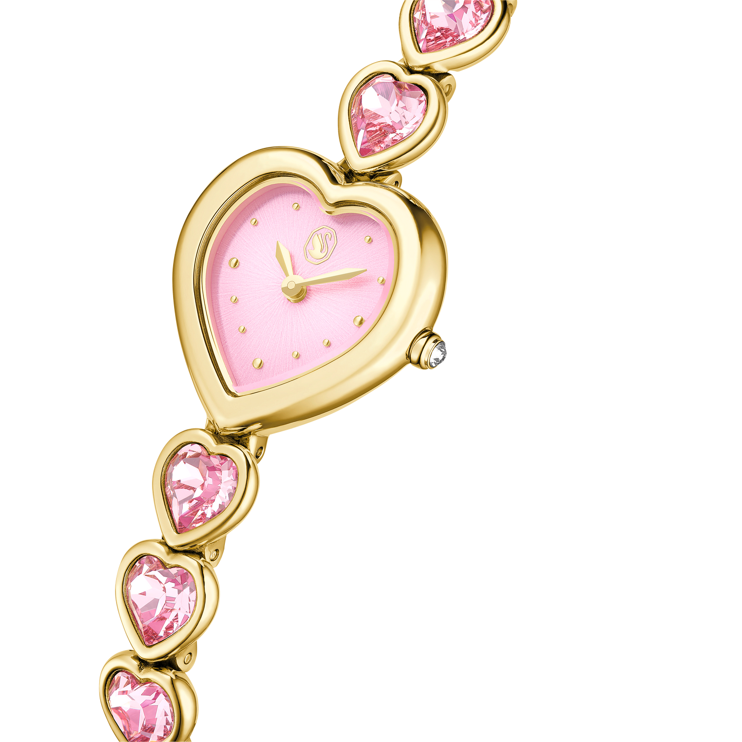 Idyllia Heart watch, Crystal bracelet, Pink, Gold-tone finish 5741519