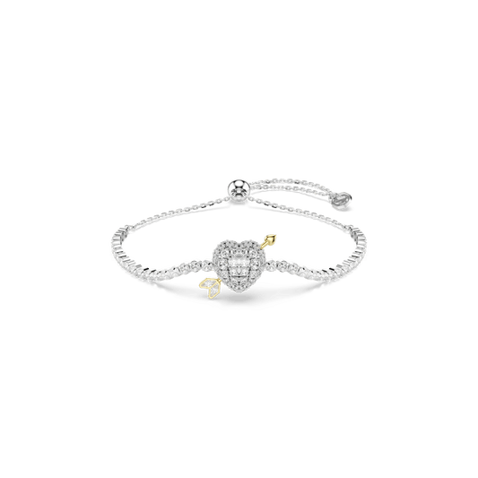 Idyllia bracelet, Mixed cuts, Heart with arrow, White, Rhodium plated 5742022