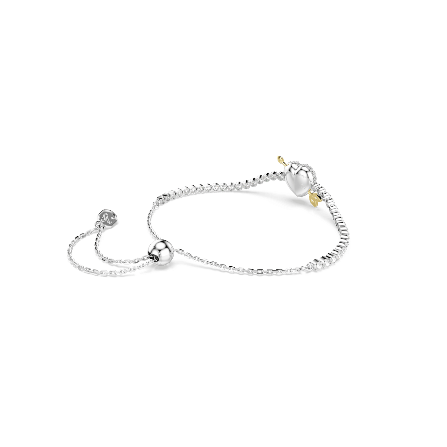 Idyllia bracelet, Mixed cuts, Heart with arrow, White, Rhodium plated 5742022