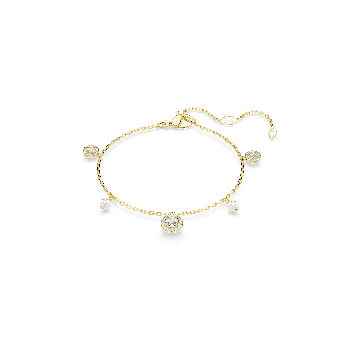 Una Angelic strandage, Crystal pearl, Round cut, White, Gold-tone plated 5742380