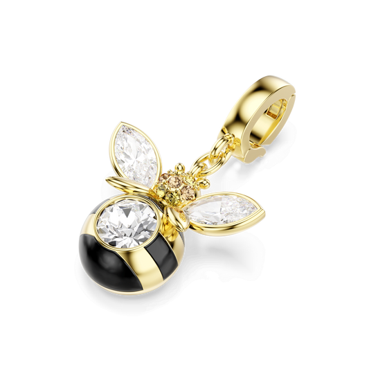 Idyllia charm, Mixed cuts, Bee, Multicolored, 18K gold finish