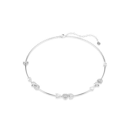 Idyllia necklace, Heart with arrow, White, Rhodium plated 5743411