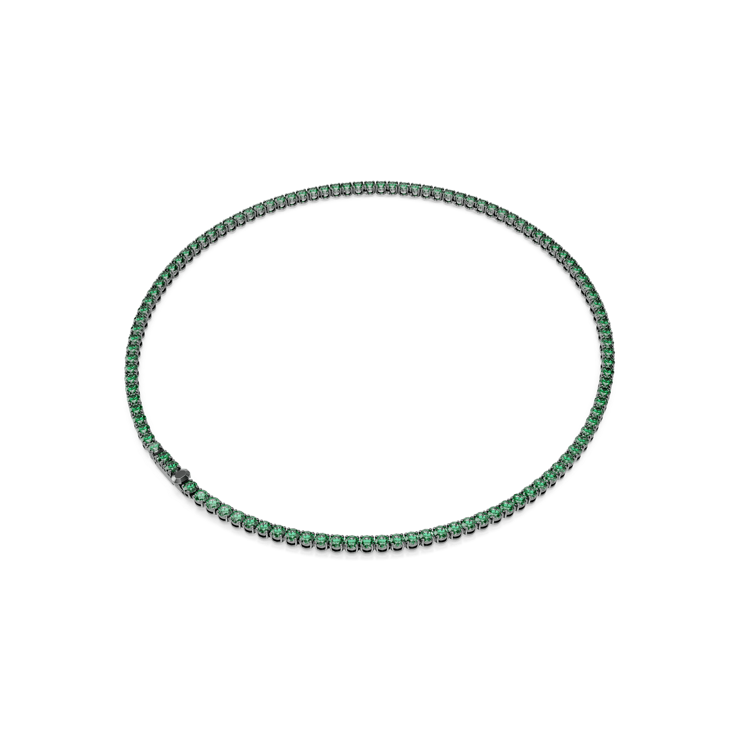 Matrix Tennis necklace, Round cut, Green, Ruthenium plated 5743472