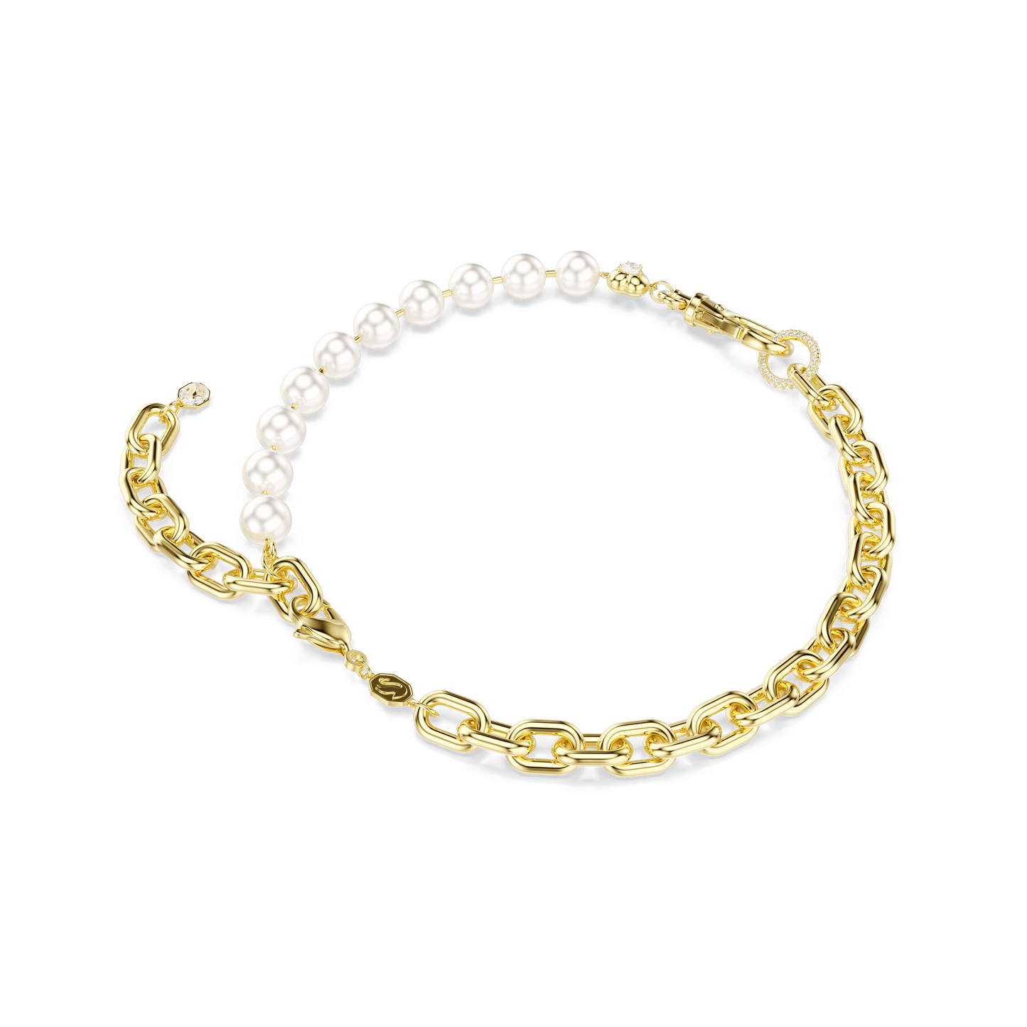 Idyllia necklace, Crystal pearl, White, Gold-tone plated 5743993