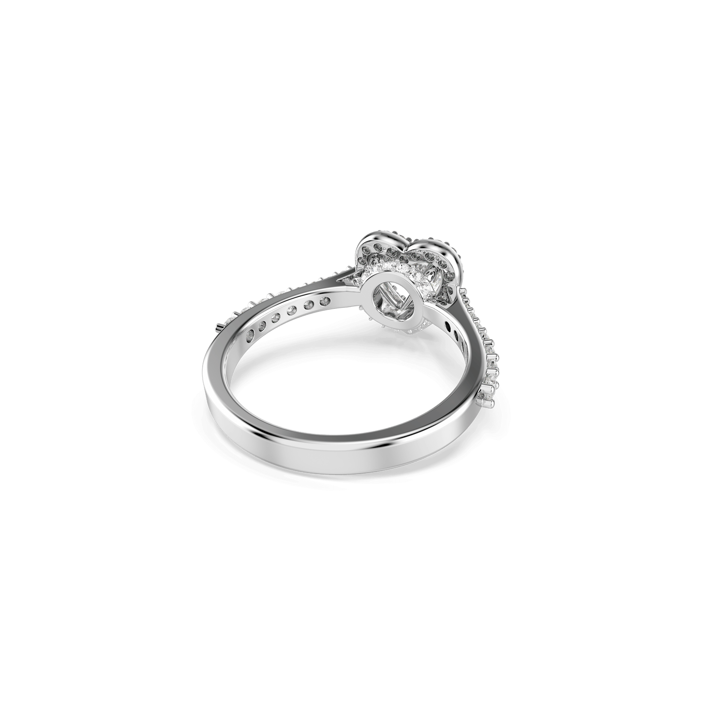 Una Angelic motif ring, Mixed cuts, Heart, White, Rhodium plated 5744049