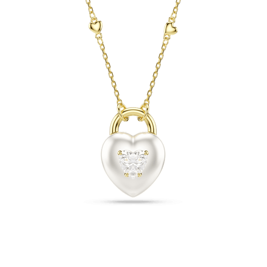 Idyllia pendant, Mixed cuts, Heart, White, Gold-tone plated 5744127