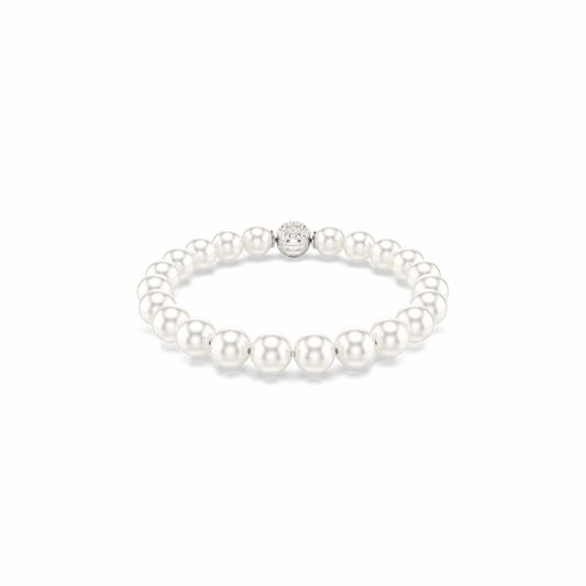Matrix bracelet, Crystal pearl, White, Rhodium plated 5747747