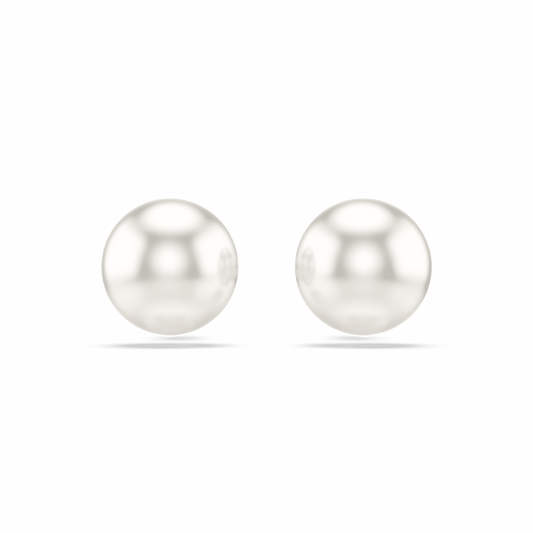 Matrix stud earrings, Crystal pearl, White, Rhodium plated 5747752