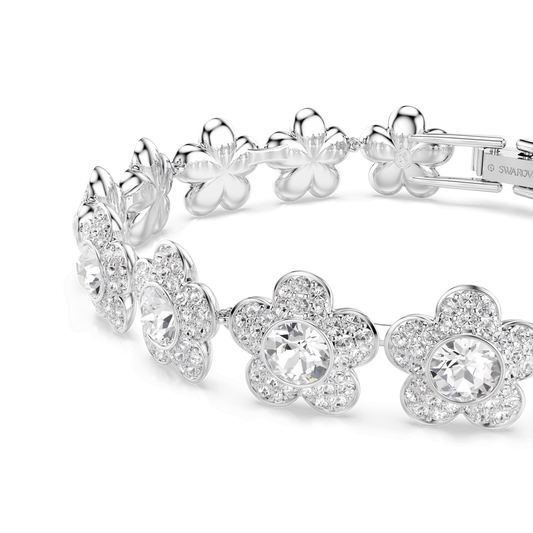 Ariana Grande x Swarovski bracelet, Round cut, Flower, White, Rhodium plated 5749182