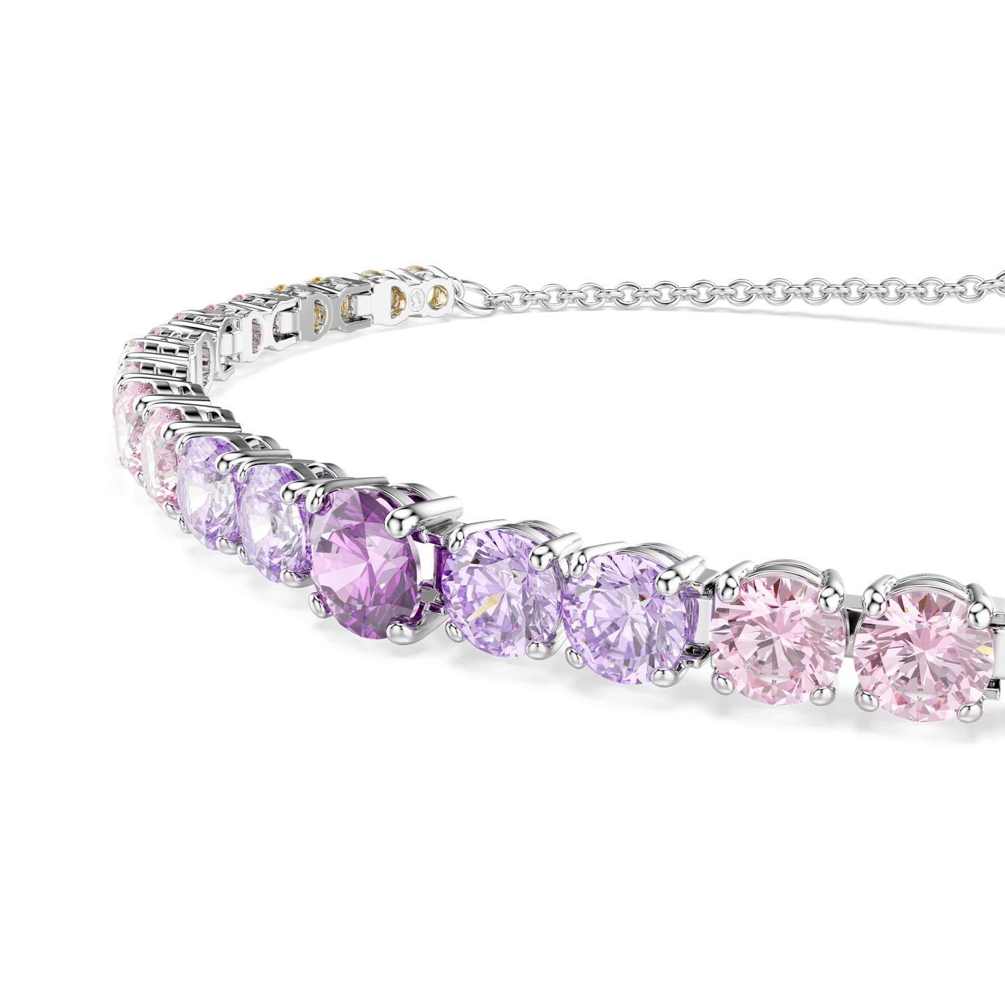 Matrix Tennis bracelet, Gradient of round cuts, Multicolored, Rhodium plated 5751197