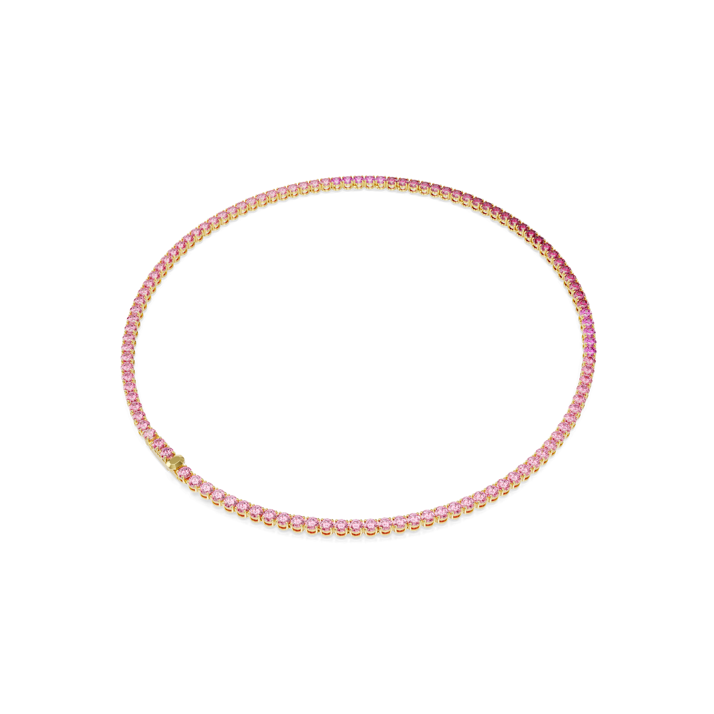 Matrix Tennis necklace, Round cut, Pink, Gold-tone plated 5751762