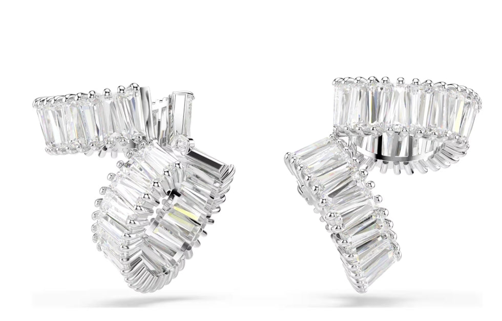 Ariana Grande x Swarovski ear cuffs Baguette cut, White, Rhodium plated