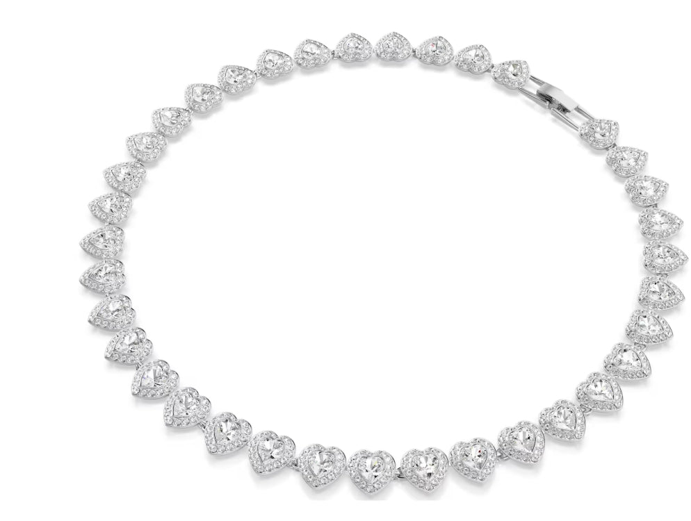 Ariana Grande x Swarovski Tennis necklace Mixed cuts, Heart, White, Rhodium plated