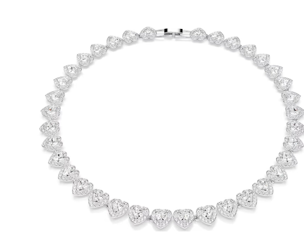 Ariana Grande x Swarovski Tennis necklace Mixed cuts, Heart, White, Rhodium plated