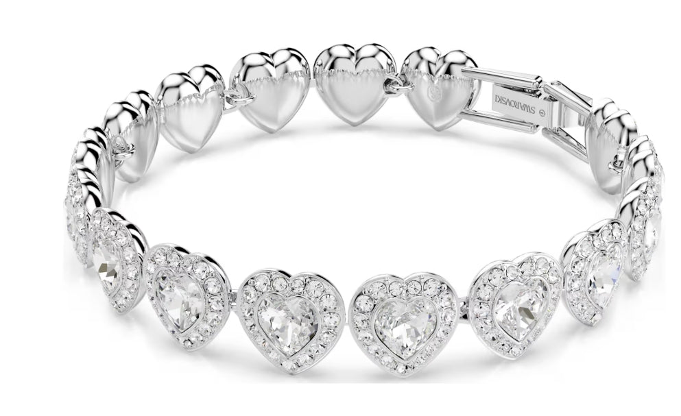 Ariana Grande x Swarovski Tennis bracelet Mixed cuts, Heart, White, Rhodium plated