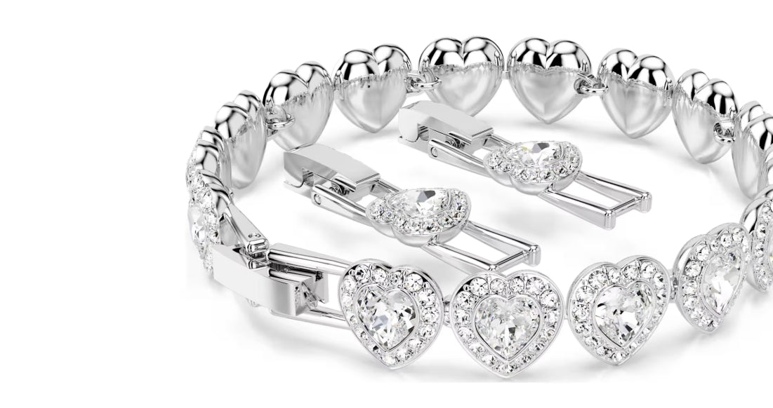 Ariana Grande x Swarovski Tennis bracelet Mixed cuts, Heart, White, Rhodium plated