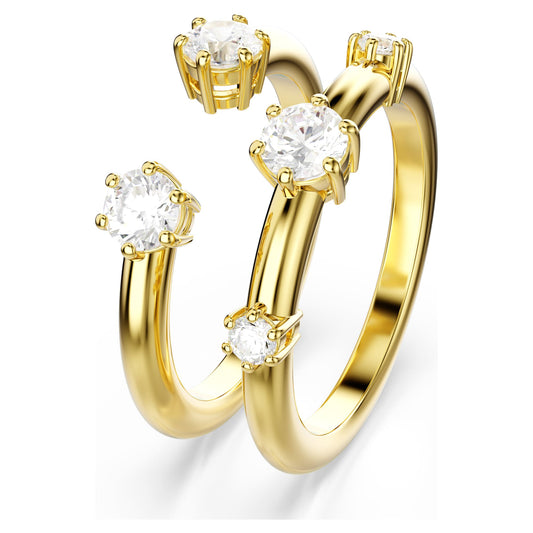 Constella ring Set (2), Round cut, White, 18K gold finish