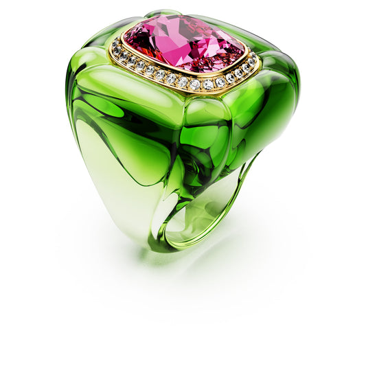 Dulcis cocktail ring Cushion cut, Pavé, Green and Yellow