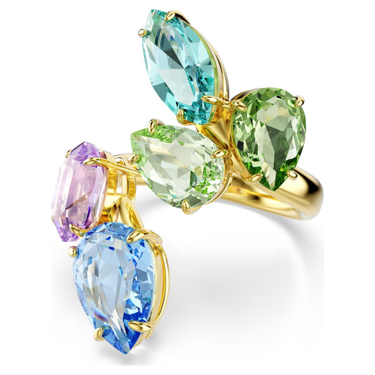 Gema cocktail ring Mixed cuts, Multicolored, 18K gold finish