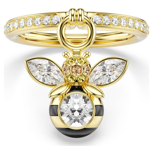 Idyllia motif ring Mixed cuts, Bee, Multicolored, 18K gold finish