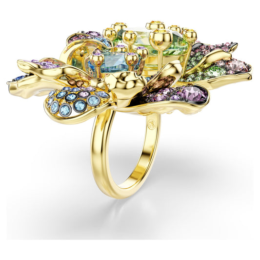 Idyllia Ring Mixed Cuts, Pavé, Flower, Multicolored, 18K Gold Finish
