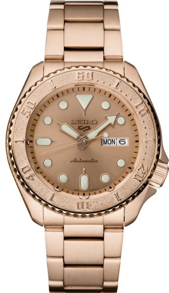 Seiko SRPE72 5 Sports 24-Jewel Rose Gold-Tone Watch
