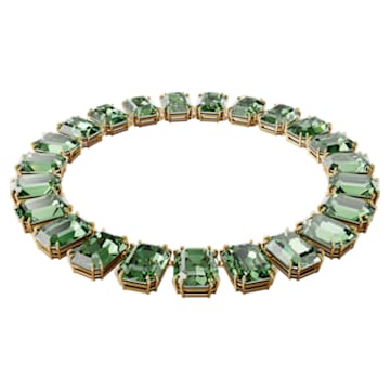Millenia necklace, Octagon cut crystals, Green, Gold-tone plated