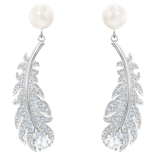 Swarovski Authentic Nice Rhodium Plated White Pearl Pierced Earrings 5496052