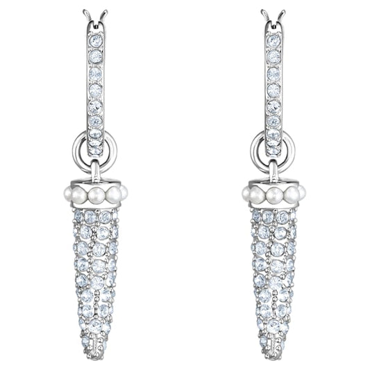 Swarovski Crystal Authentic Polar Bestiary Pierced Hoop Earrings, Rhodium Plated - Women's Elegant Hypoallergenic Fashion Jewelry - High End Cocktail and Everyday Fancy Accessory with Crystals 5500223