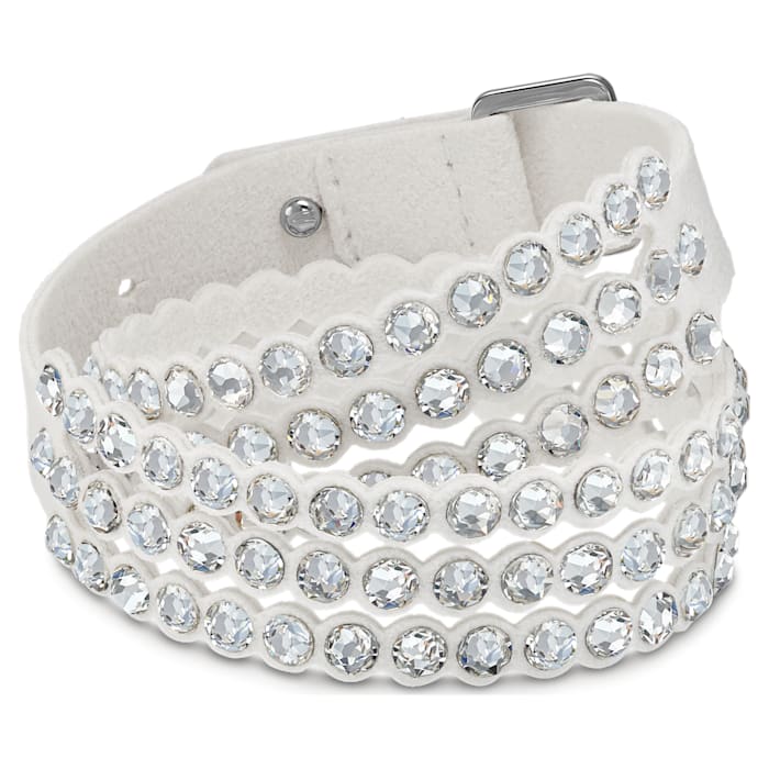 Swarovski Power Collection Women's Bracelet, Wrap Strand Bracelet with White Alcantara Fabric Band accented with White Crystals and Adjustable Closure 5518697