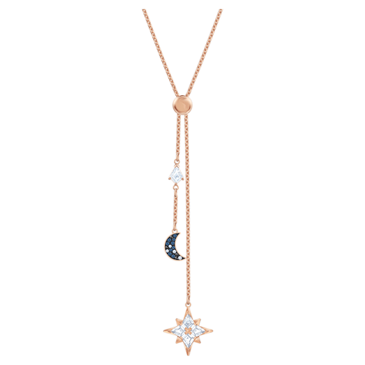Davitu Pendant Necklaces - Mulier 2019 SWA New Symbolic Y-Necklace Moon and Stars Crystal Rose Gold Necklace Romantic Luxury Jewelry 5494357 - (Length: 42cm)