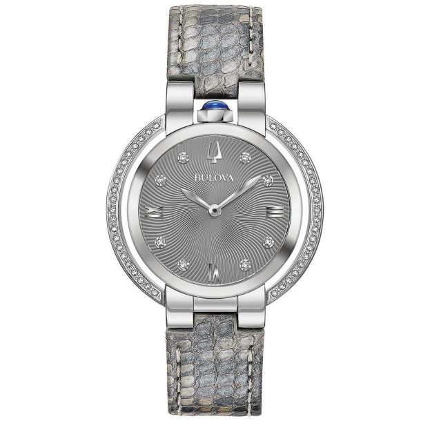 Rubaiyat Diamond Grey Python Leather Strap Watch 96R218