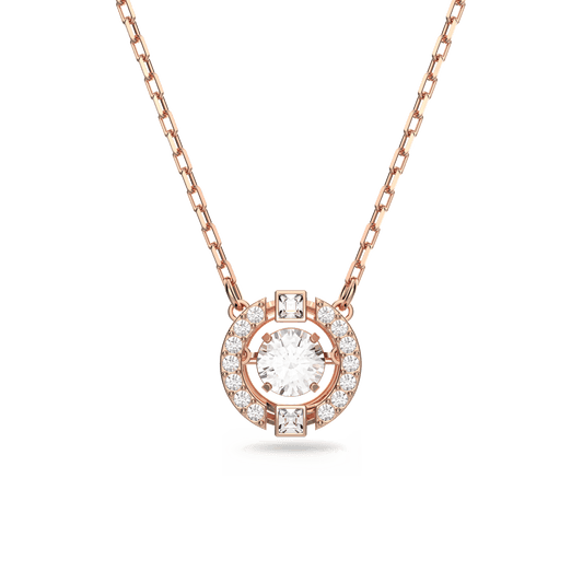 Una necklace, Round cut, White, Rose gold-tone plated 5272364