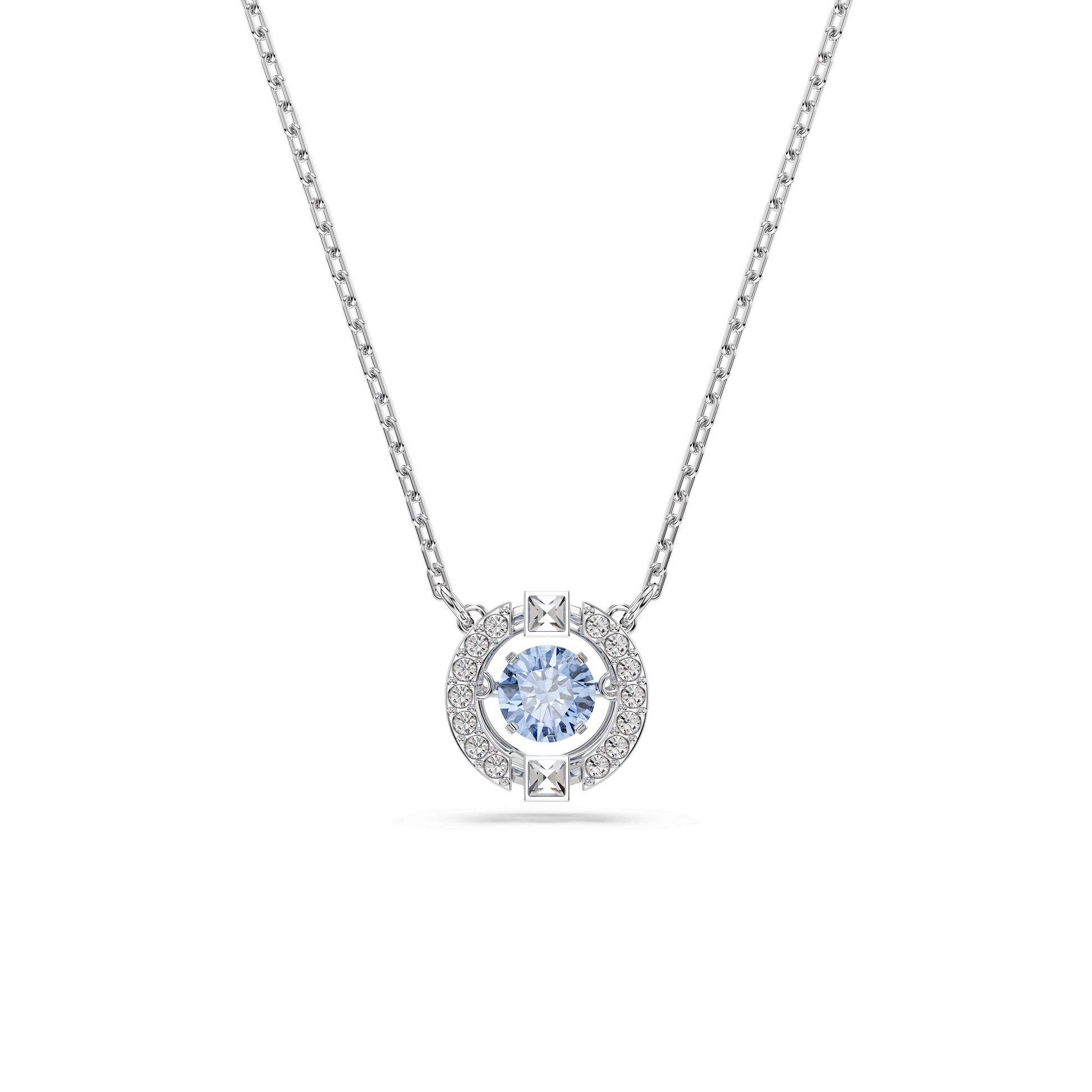 Una necklace, Round cut, Blue, Rhodium plated 5279425