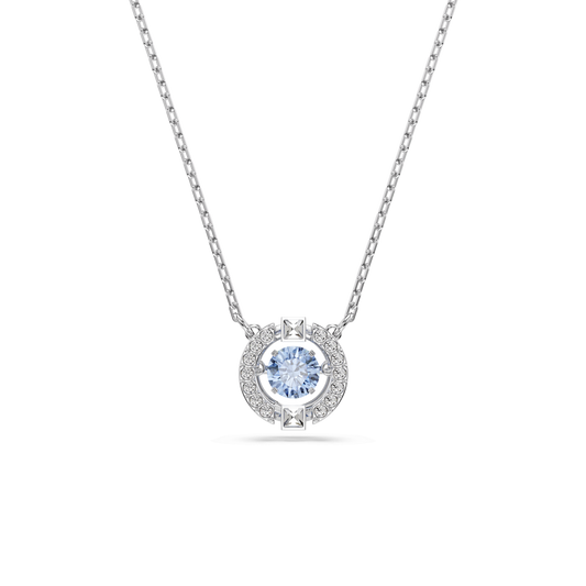 Una necklace, Round cut, Blue, Rhodium plated 5279425