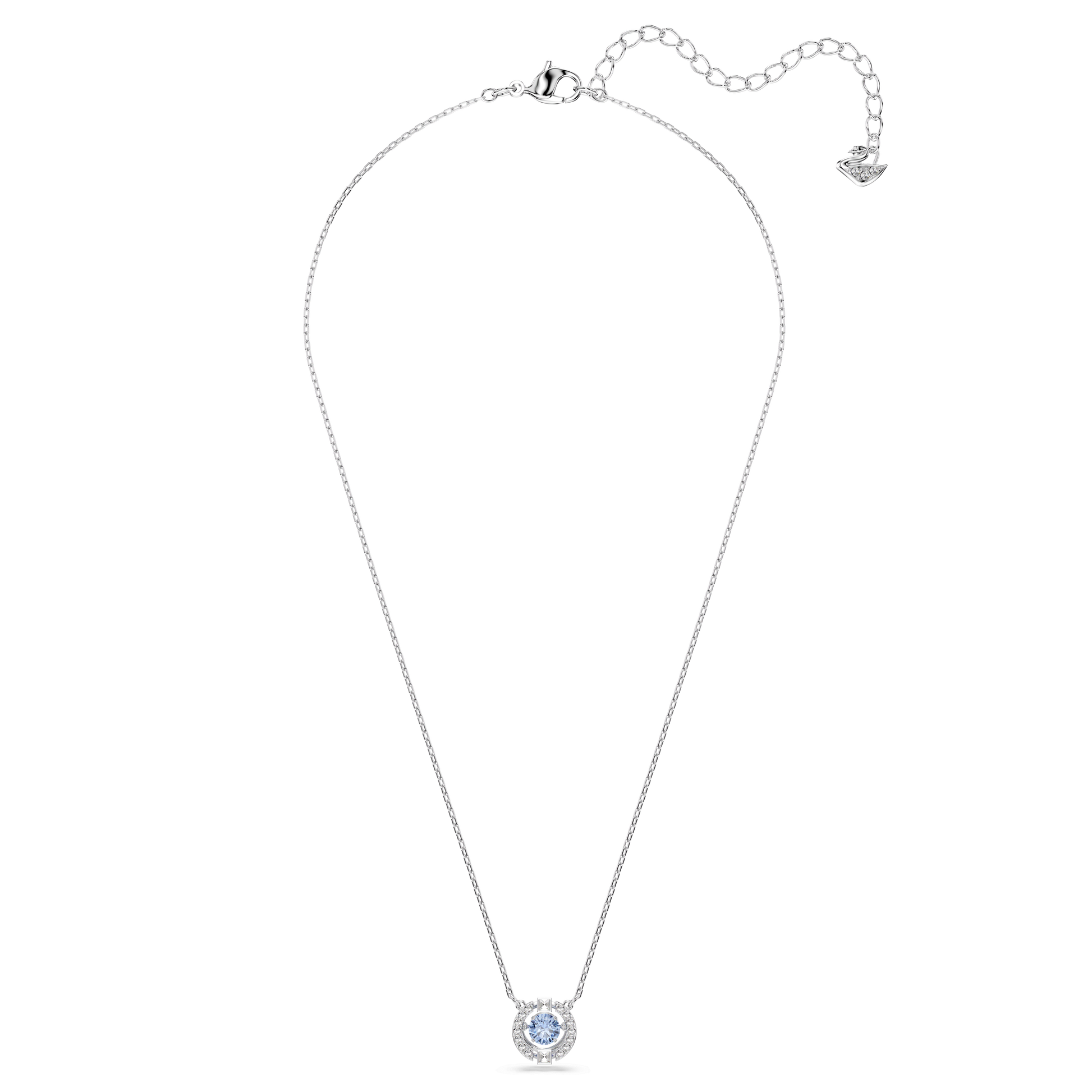 Una necklace, Round cut, Blue, Rhodium plated 5279425