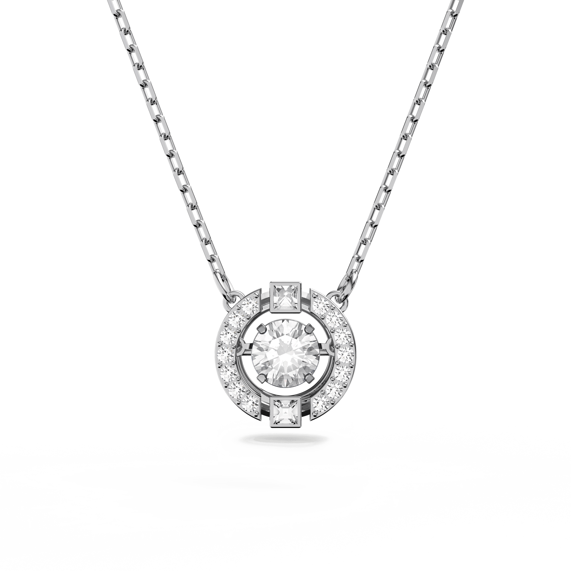 Una necklace, Round cut, White, Rhodium plated 5286137