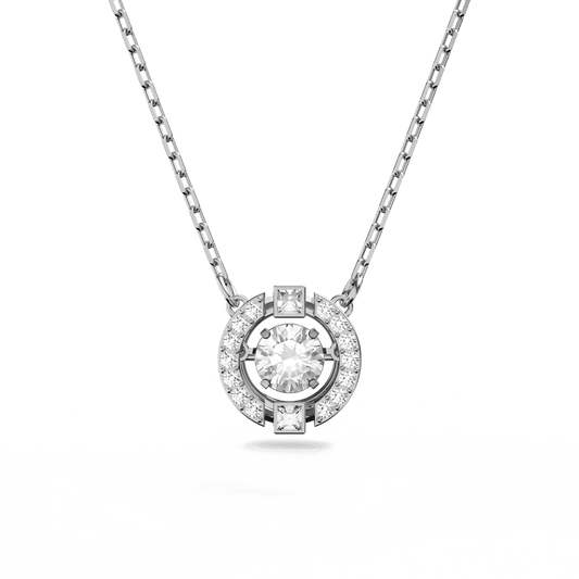 Una necklace, Round cut, White, Rhodium plated 5286137