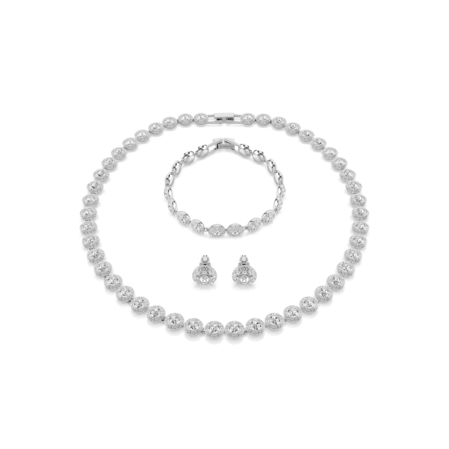 Una Angelic set, Set (3), Round cut, White, Rhodium plated 5367853
