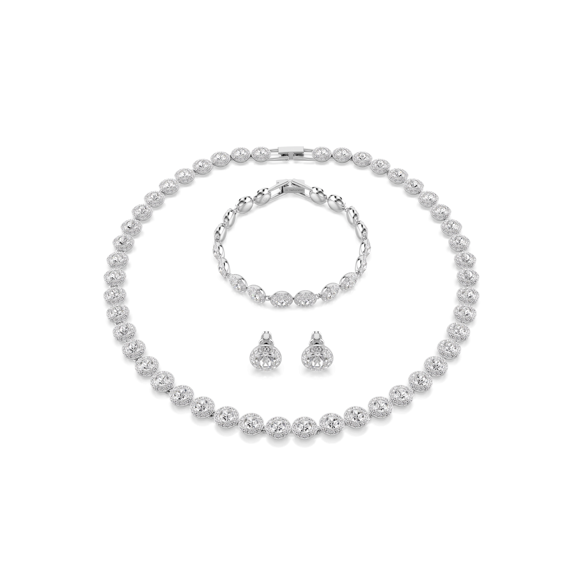 Una Angelic set, Set (3), Round cut, White, Rhodium plated 5367853