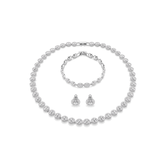 Una Angelic set, Set (3), Round cut, White, Rhodium plated 5367853