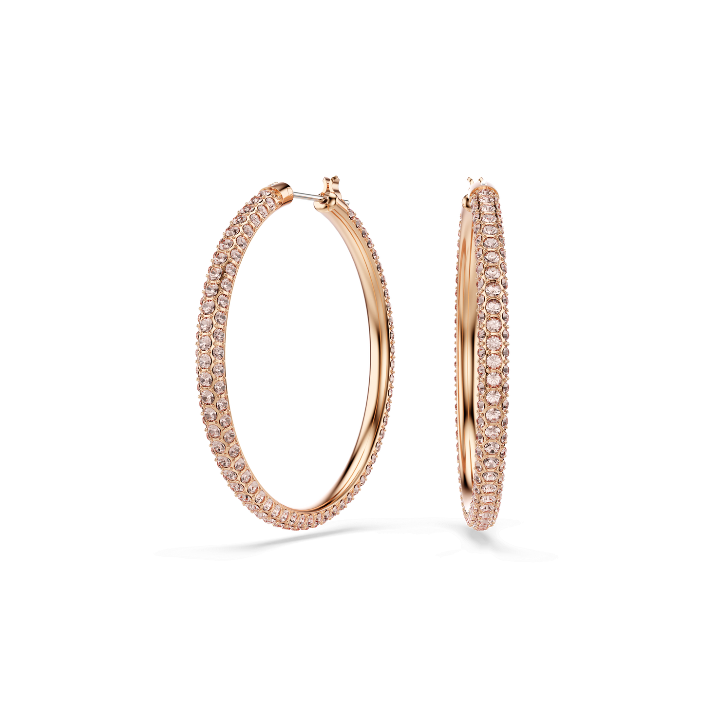 Dextera hoop earrings, Pavé, Large, White, Rose gold-tone plated 5383938